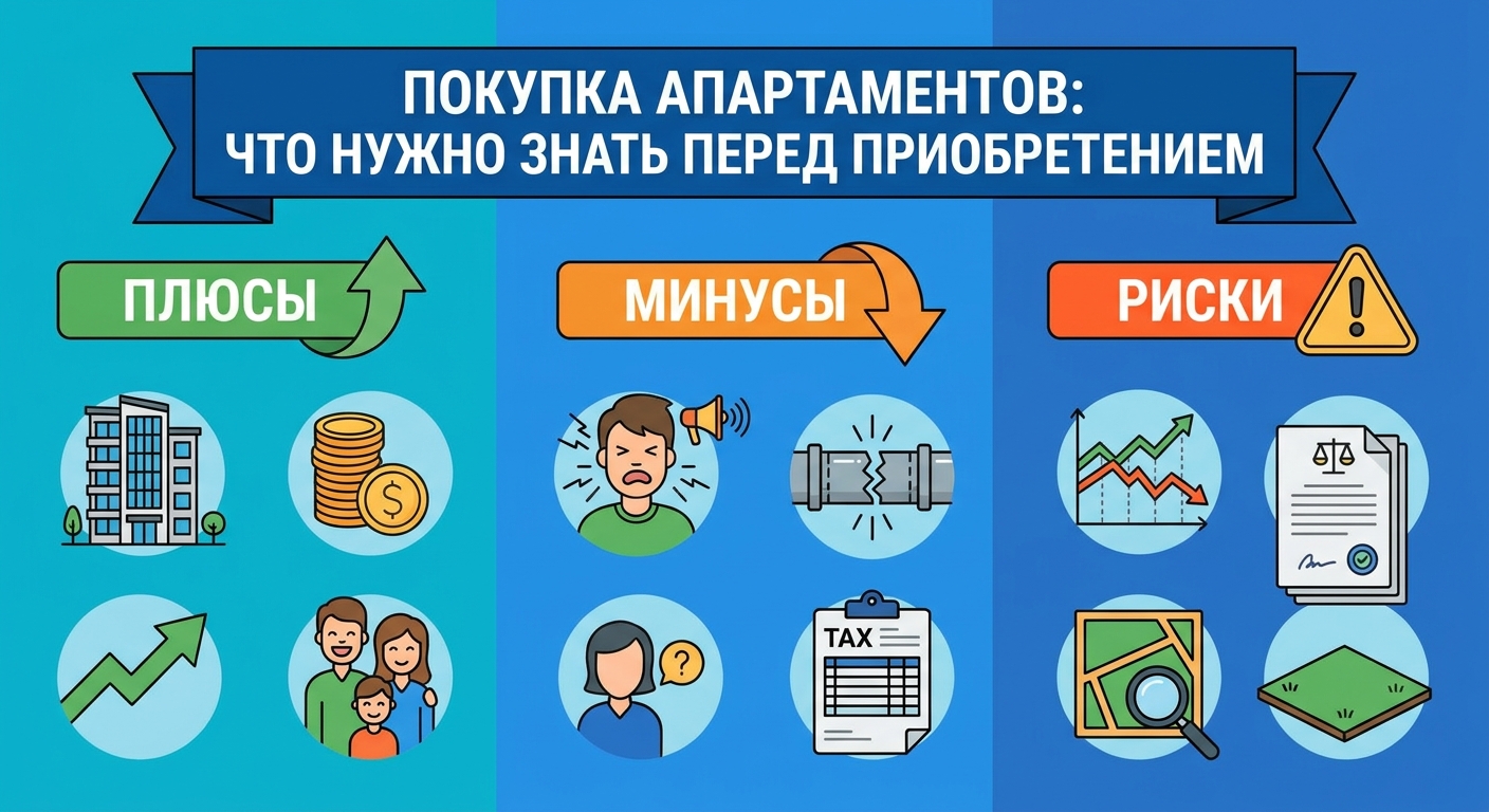 Плюсы, минусы и риски покупки апартаментов: что нужно знать перед приобретением